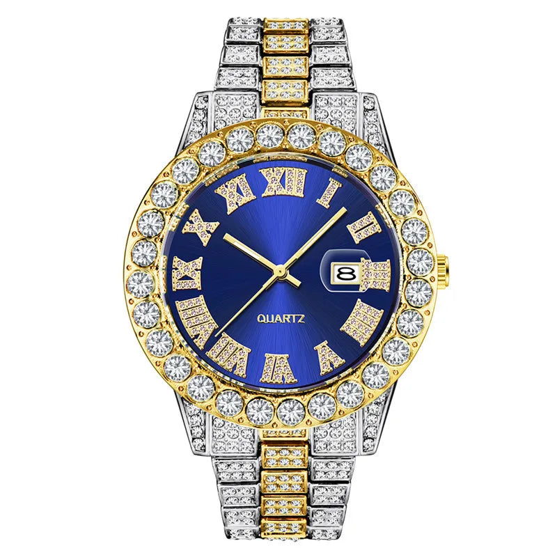 Hip Hop Full Ice Out Analog Quartz Men's Wrist Watches With Micropaved Silver Color Watch For Men Women Fashion Jewelry Gift - Uknowucme