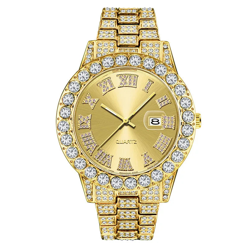 Hip Hop Full Ice Out Analog Quartz Men's Wrist Watches With Micropaved Silver Color Watch For Men Women Fashion Jewelry Gift - Uknowucme