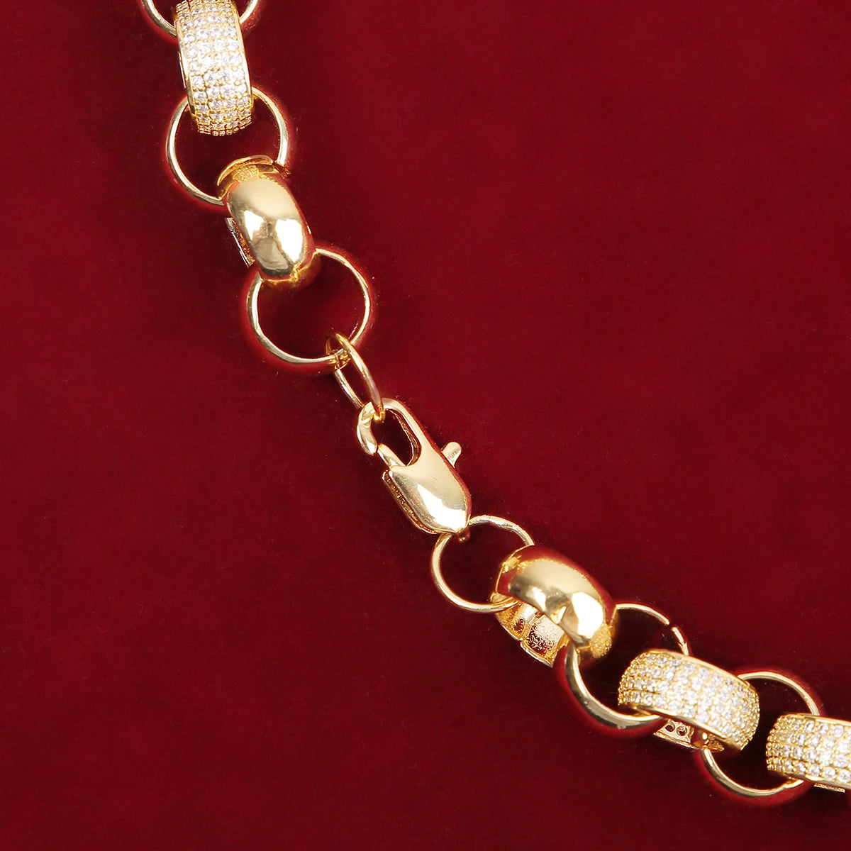 Aokaishen Circle Cuban Link Bracelet for Men Real Copper Gold Color Hip Hop Rock Street Jewelry 2022 Trend Best Sellings - Uknowucme