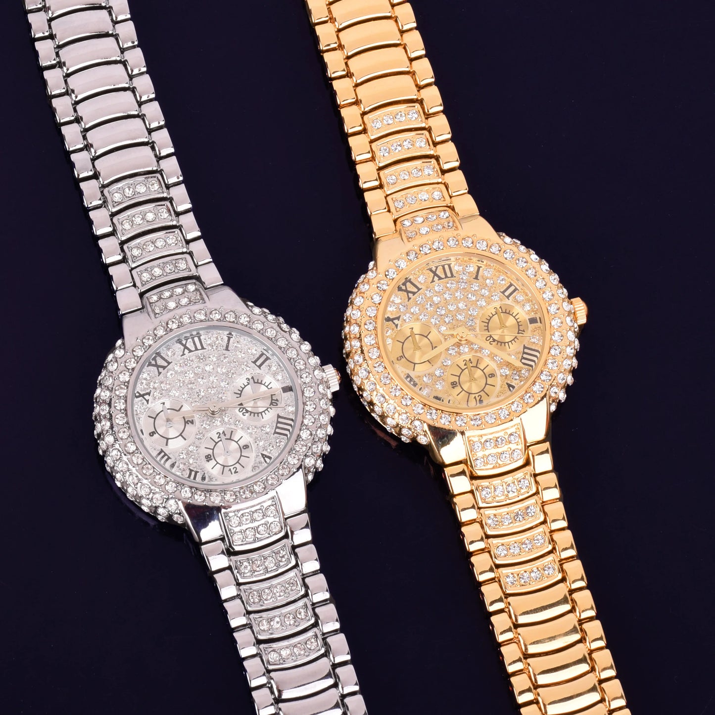 Hip Hop Men's Women Watch Small Dial Military Quartz Clock Luxury Rhinestone Business Waterproof 19.2 cm - Uknowucme