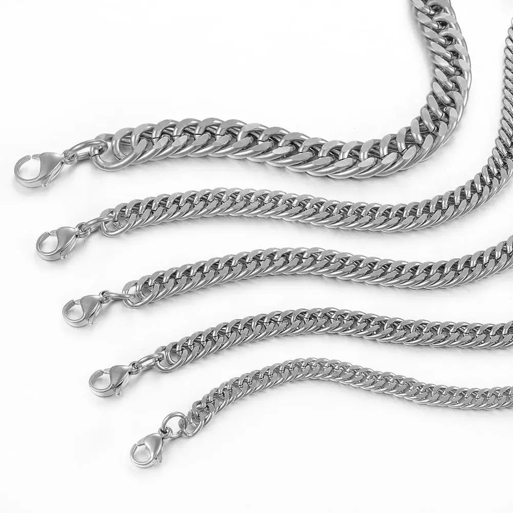 Figaro Style Stainless Steel Chain Punk Silver Color Long Necklace Men Cuban Fashion Hip-Hop Jewelry - Uknowucme