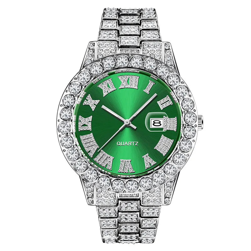 Hip Hop Full Ice Out Analog Quartz Men's Wrist Watches With Micropaved Silver Color Watch For Men Women Fashion Jewelry Gift - Uknowucme