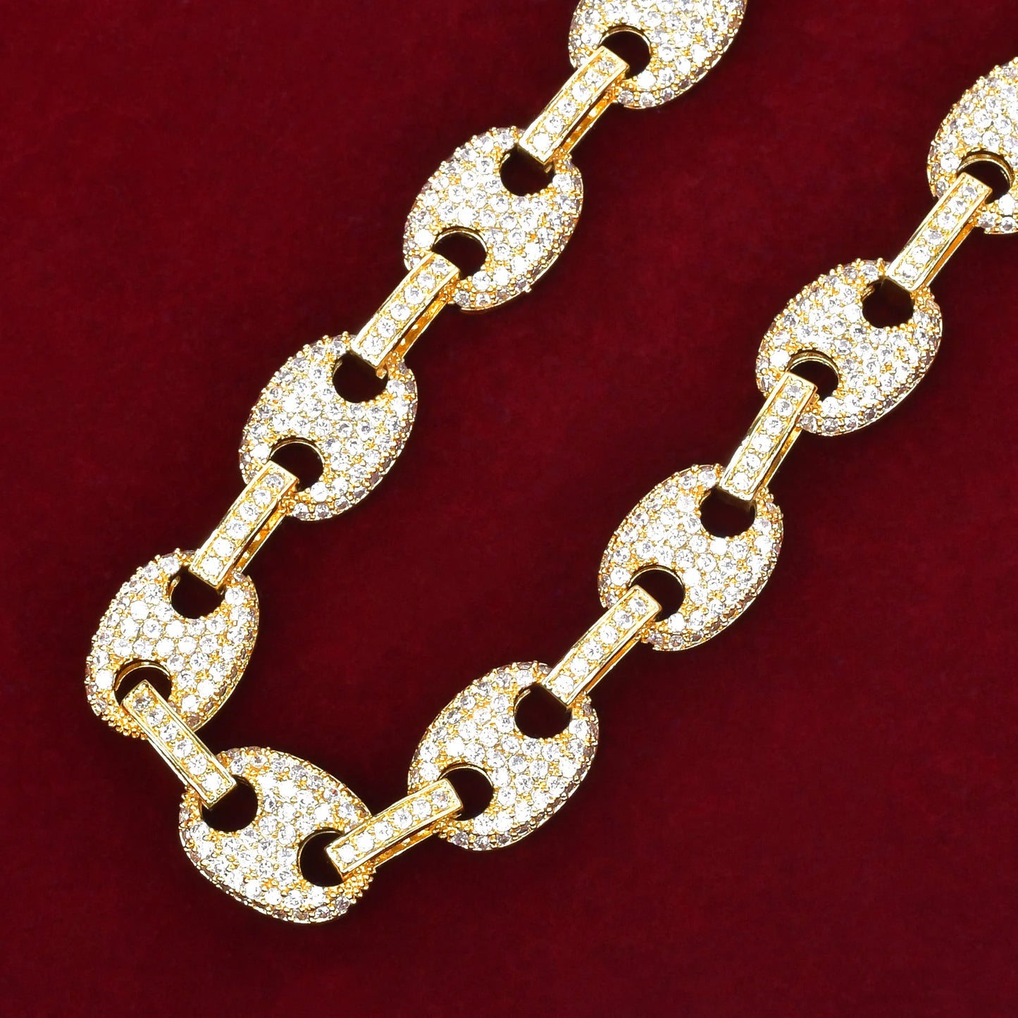 Aokaishen Coffe Bean Cuban Link Chain for Men Real Gold Plated Hip Hop Jewelry 2022 Trend Best Sellings - Uknowucme