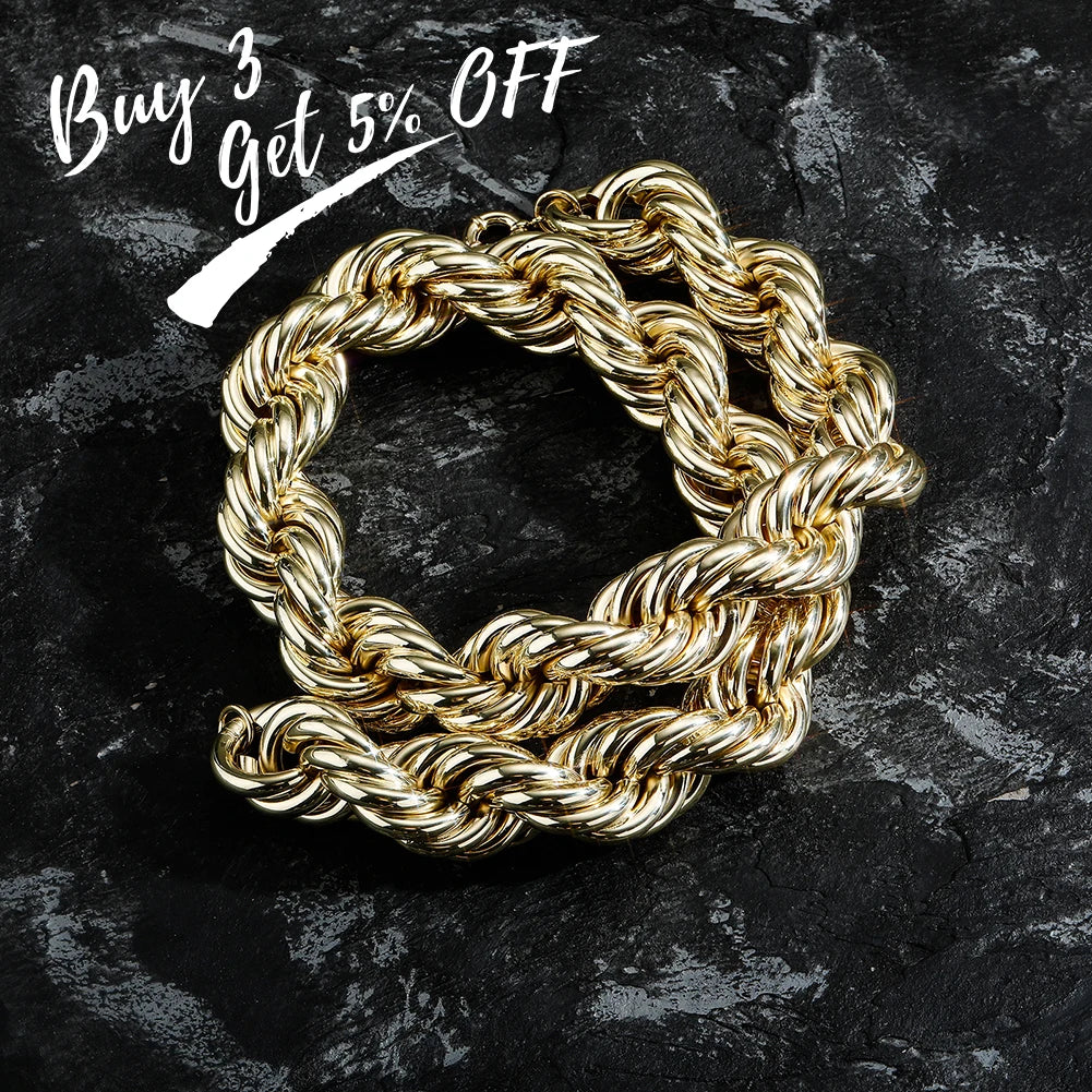 TOPGRILLZ 2021 New 30MM Rope Chain Stainless Steel Mens Luxury Necklace Hip Hop Heavy Metal Punk jewelry 30" For Party Gift - Uknowucme