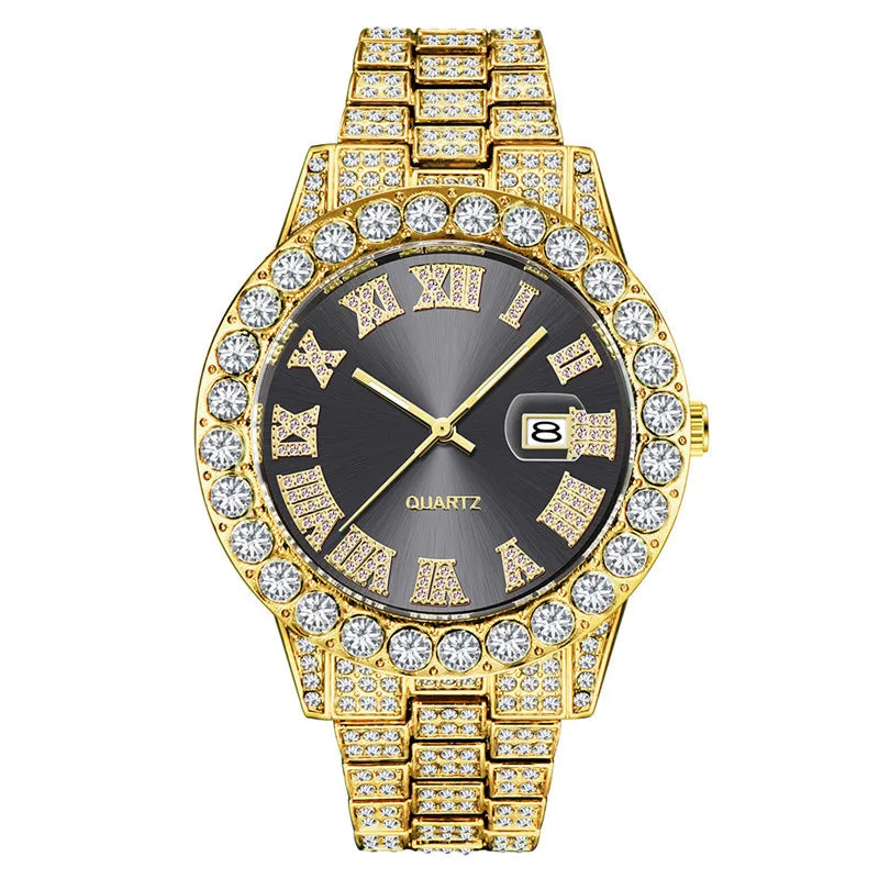 Hip Hop Full Ice Out Analog Quartz Men's Wrist Watches With Micropaved Silver Color Watch For Men Women Fashion Jewelry Gift - Uknowucme