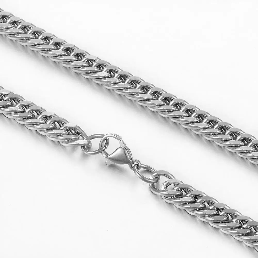 Figaro Style Stainless Steel Chain Punk Silver Color Long Necklace Men Cuban Fashion Hip-Hop Jewelry - Uknowucme
