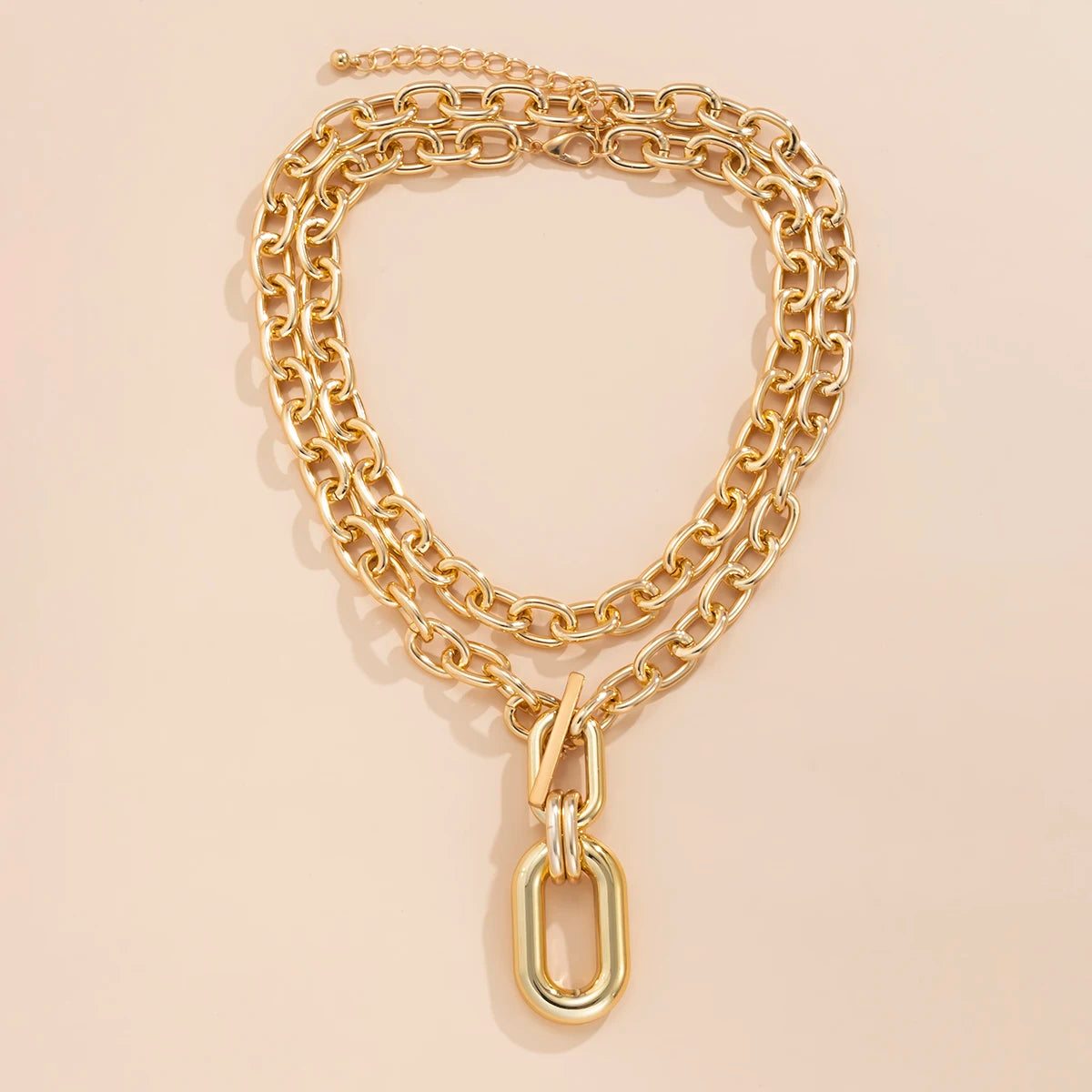 Hiphop Layered Chain with Big Pendant Necklace for Women Fashion Thick Chain Necklace on the Neck Jewelry - Uknowucme