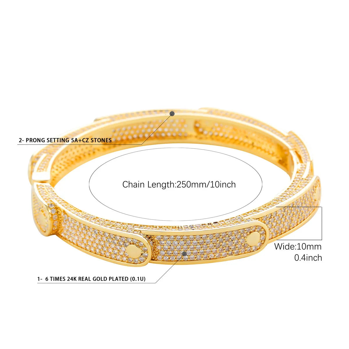 Bubble Letter Iced Irregular Multilateral Figure Bangle Real Gold Color Women Bracelet Hip Hop Jewelry - Uknowucme