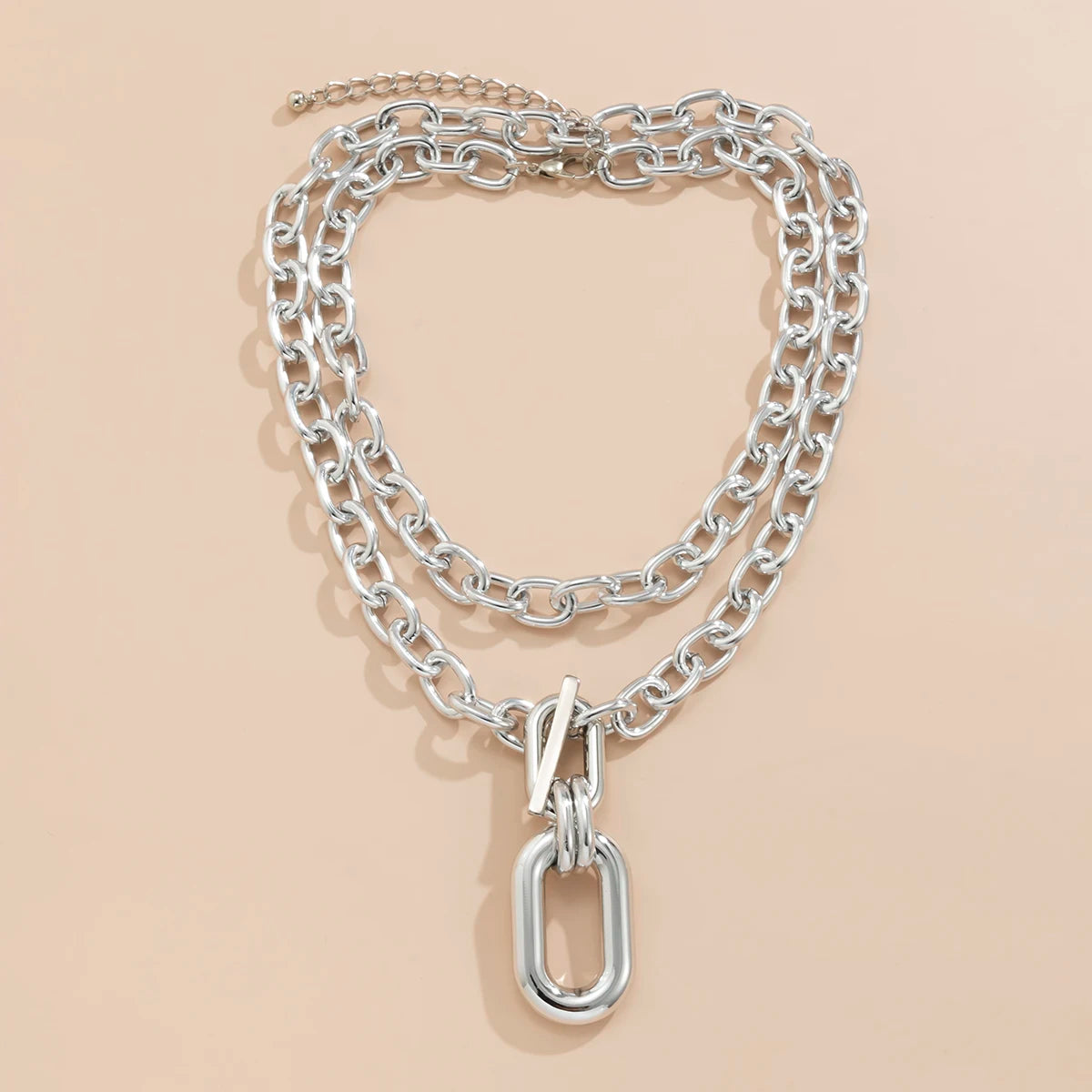 Hiphop Layered Chain with Big Pendant Necklace for Women Fashion Thick Chain Necklace on the Neck Jewelry - Uknowucme