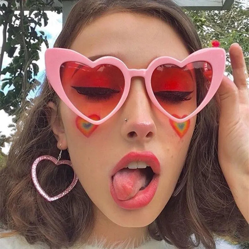 Love Heart Cat Eye Sunglasses Woman Vintage Christmas Gift Black Pink Red Heart Shape Sun Glasses For Woman Uv400 - Uknowucme