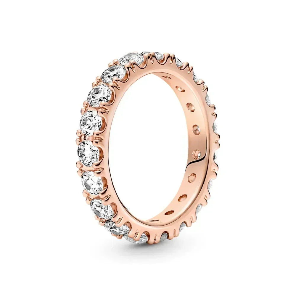 High-Quality New 925 Sterling Silver pretty Sparkling Row Eternity Ring Three Stone Vintage Ring Fit Party Woman Jewelry Gift - Uknowucme
