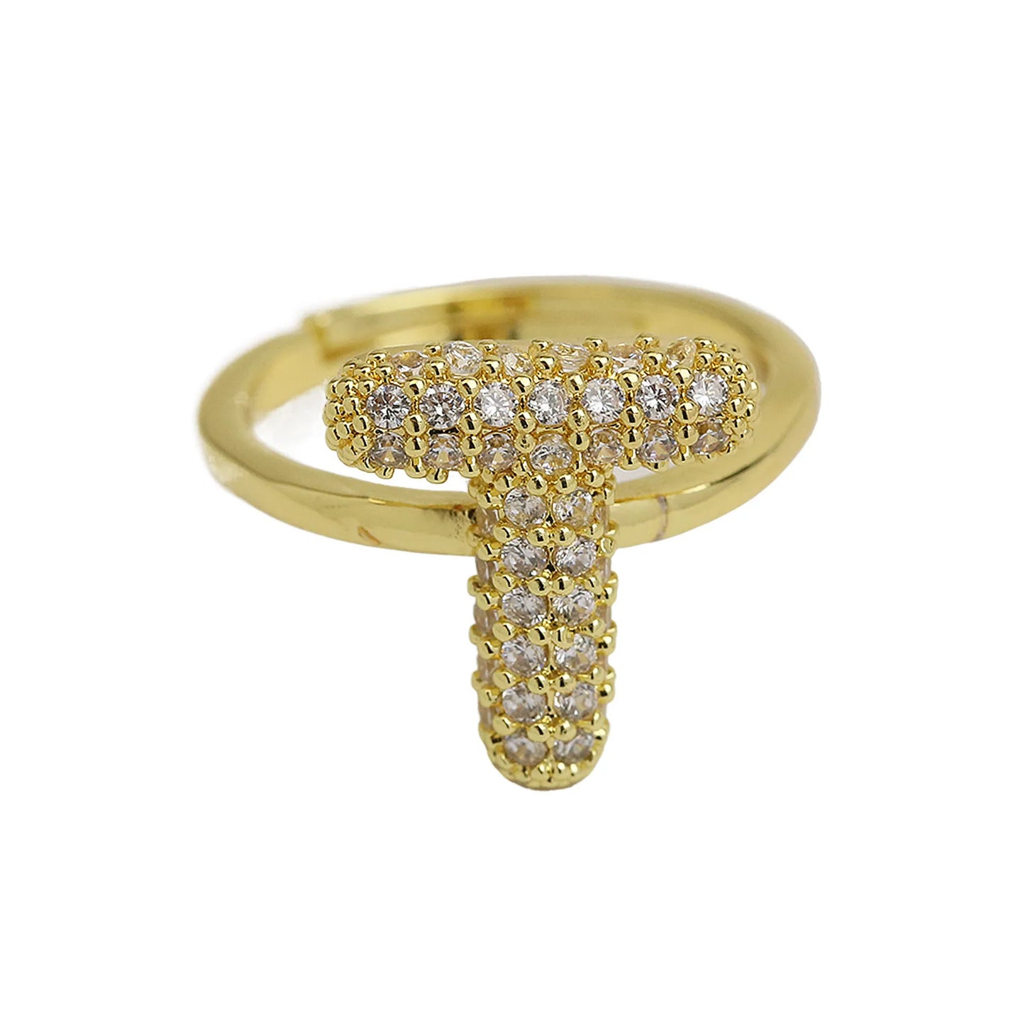 Bubble Cute 26 Letters Ring for Women Balloon Gold Plated Zircon A-Z Letters Open Adjustable Ring Aesthetic Wedding Jewelry Gift - Uknowucme