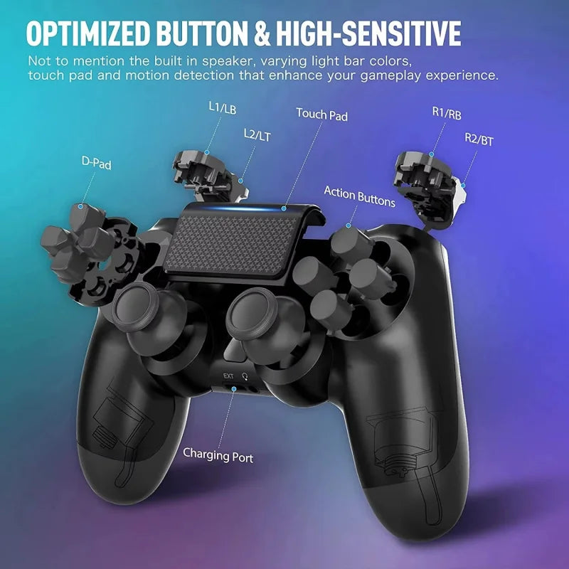 Wireless Game Controller Bluetooth No-Delay Gamepad For PS4 PS3 Console Six-Axis Dual Vibration PC Gaming Joystick With Touchpad - Uknowucme