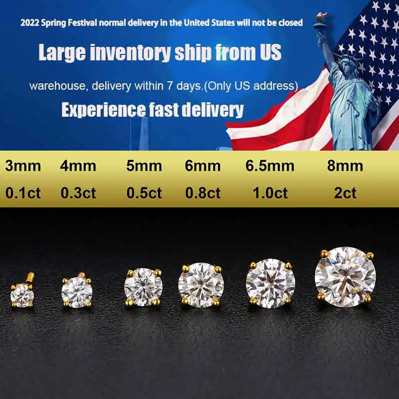 Classic Round Moissanite Earring For Women Jewelry Top Quality 100% 925 Sterling Silver Fashion Earrings Engagement - Uknowucme