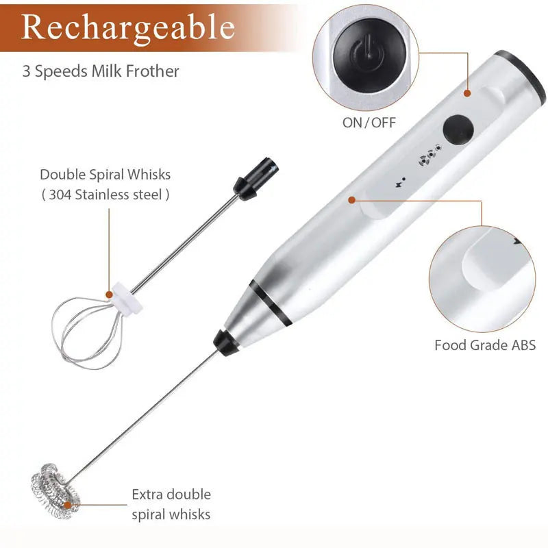 Wireless Electric Handheld Milk Frother Electric Blender With USB Electrical Mini Coffee Maker Whisk Mixer For Coffee Cappuccino - Uknowucme