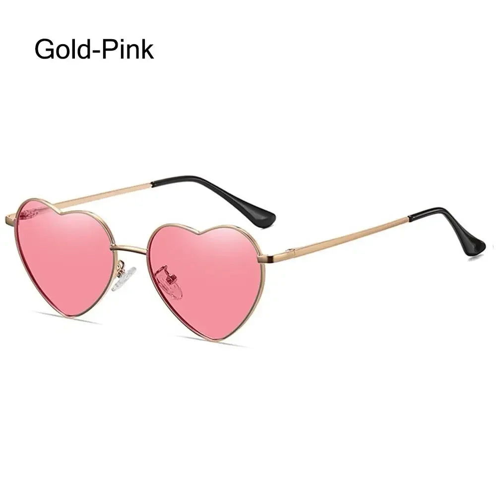 Heart-Shaped Sunglasses Heart Sun Glasses Shades Vintage 90s Glasses UV400 Protection Metal Frame Sunglasses Fancy Accessories - Uknowucme