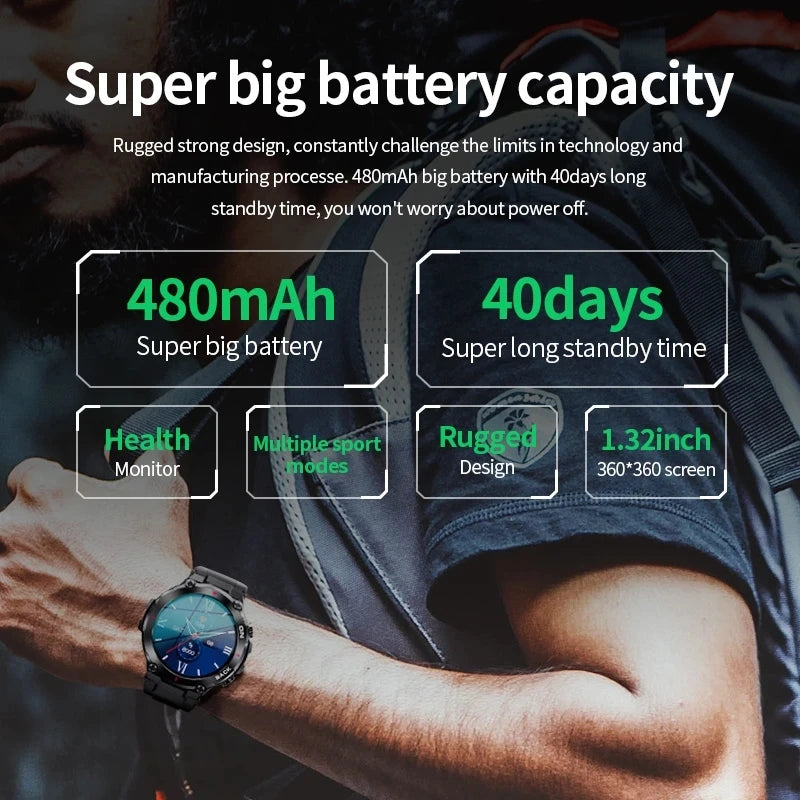 LIGE 2024 GPS Smart Watch Sports Fitness Bracelet Call Reminder Heart Rate IP68 Waterproof Smartwatch For Men Android IOS Watch - Uknowucme