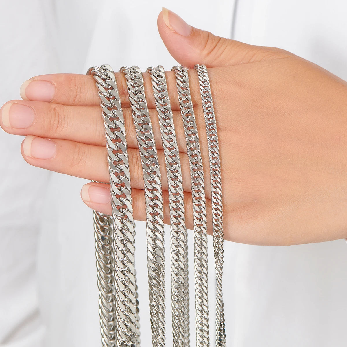 4.8mm/5.8mm/6.6mm/7.5mm/9.2mm Stainless Steel Cuban Link Chains Classic Men Boy Curb Chunky Necklace 14 to 30 Inches - Uknowucme