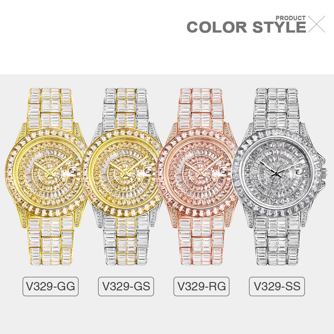 MISSFOX Hip Hop Men Watch Luxury Ice Out Fully Diamond Rose Gold Watches Fashion Stainless Steel Waterproof Male Clock Gift 2022 - Uknowucme