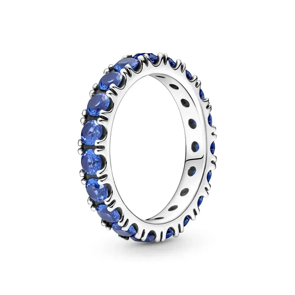 High-Quality New 925 Sterling Silver pretty Sparkling Row Eternity Ring Three Stone Vintage Ring Fit Party Woman Jewelry Gift - Uknowucme