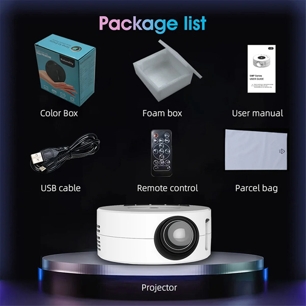 YT200 Mini Projector LED Home Media Player Audio Portable Projectors USB Video Wired Projection Same Screen Mirror - Uknowucme