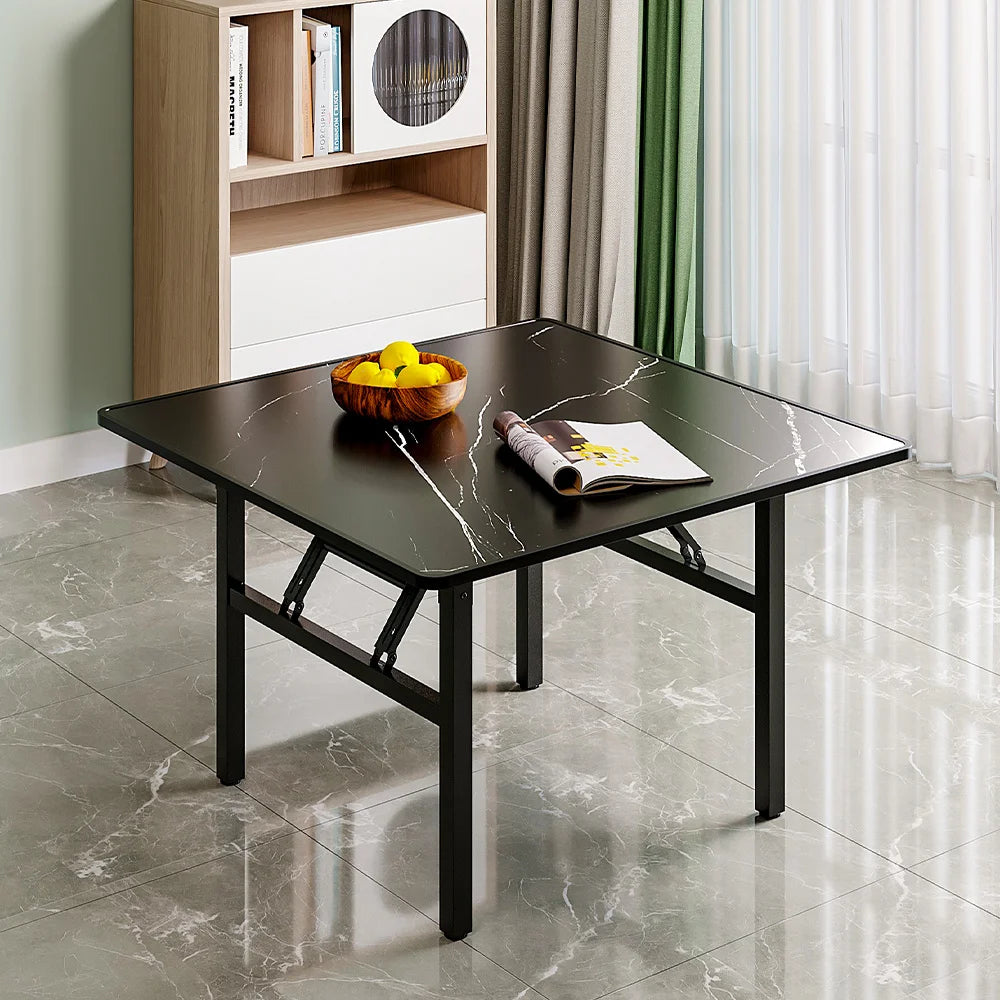 Square Marble Effect 80cm Folding Coffee Table Camping Dining Table Office Center Kitchen Furniture - Uknowucme