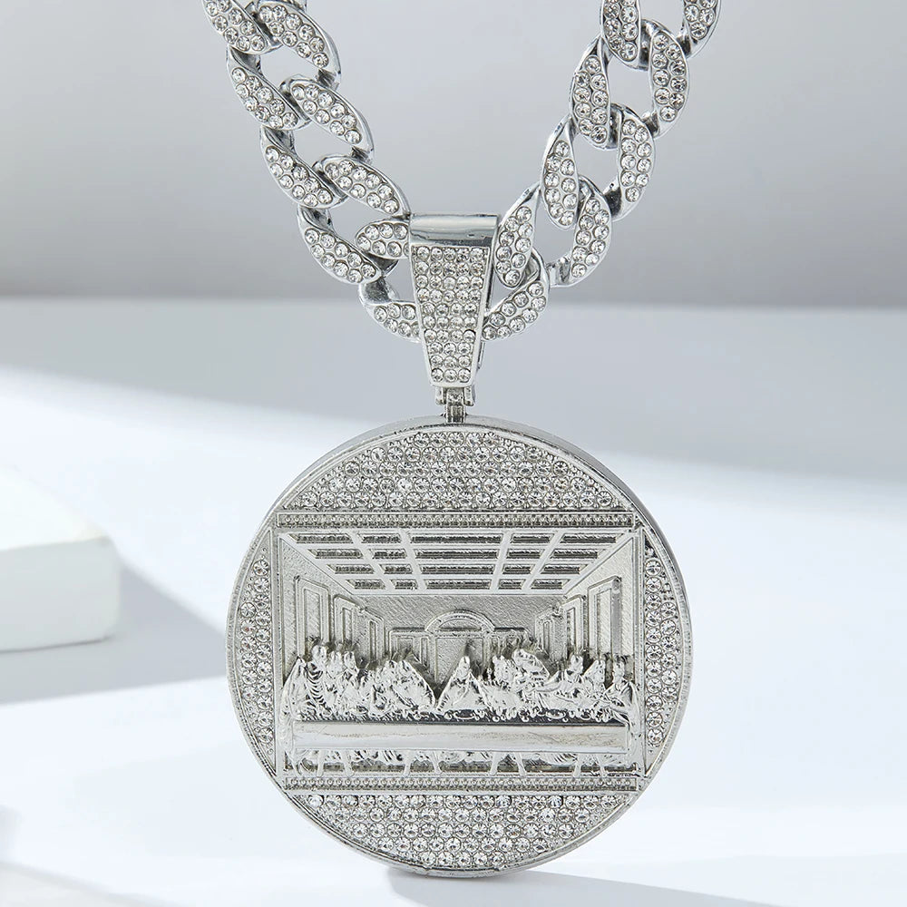 Hip hop Last Supper Pendant Jewelry Necklace Rap Singer Necklace Religious Men and Women Cuban Pop Chain Gift - Uknowucme