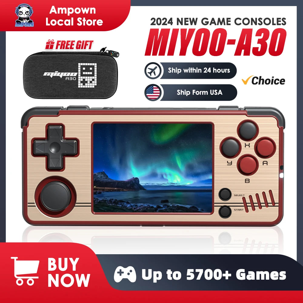 MIYOO A30 Handheld Game Console 2.8'' IPS Screen Linux System Horizontal Retro Emulator Video Console Vibration Motor Kids Gifts - Uknowucme