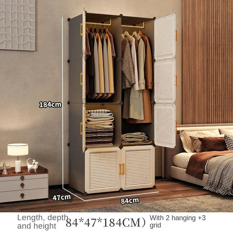 Simplicity Household Wardrobe Bedroom Furniture Clothing Organizer Rack Assemble Storage Cabinets Dustproof Collapsible Locker - Uknowucme