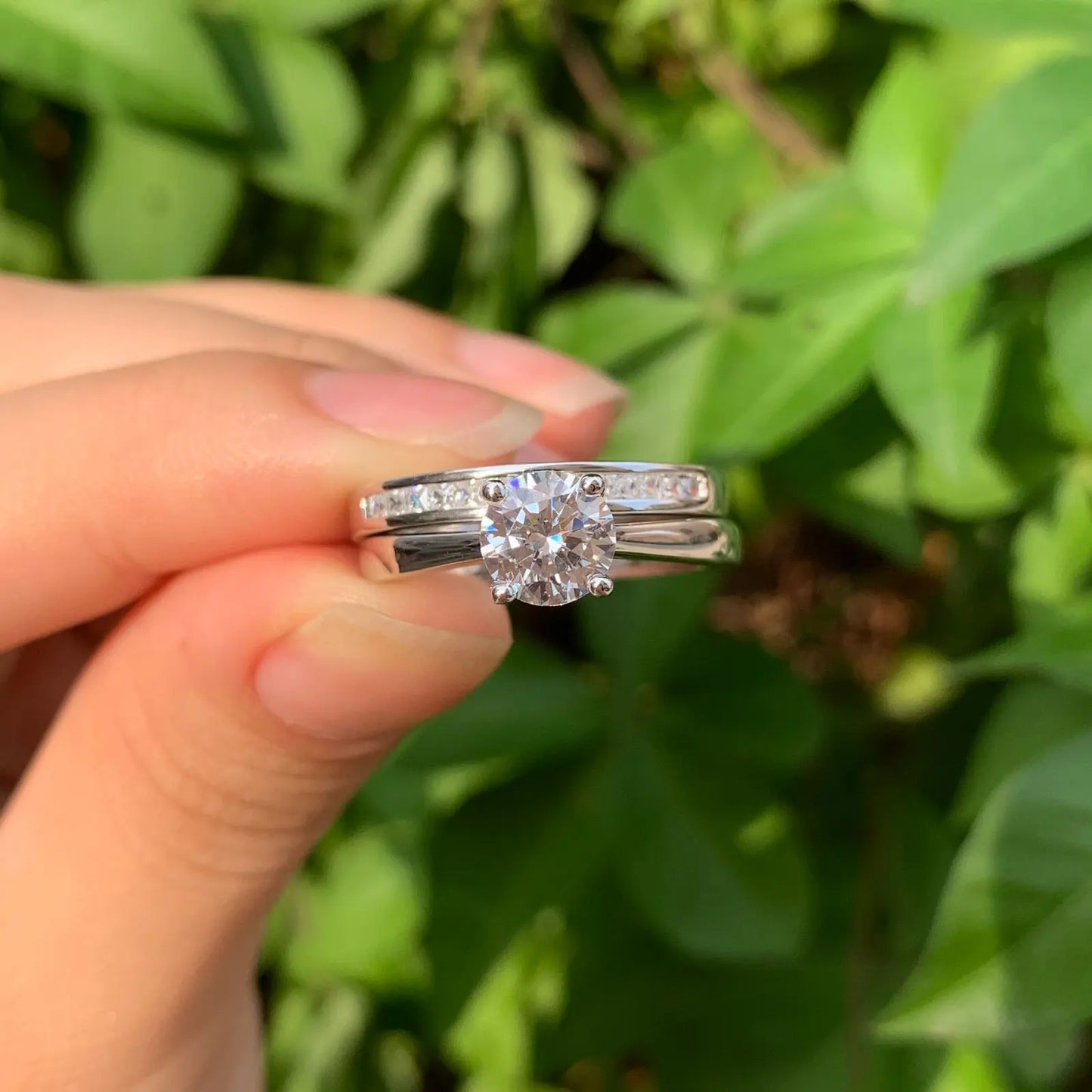 Newshe 925 Silver Engagement Ring Wedding Band White Yellow Gold Jewelry Luxury Solitaire Round Cubic Zircon Diamond Rings - Uknowucme