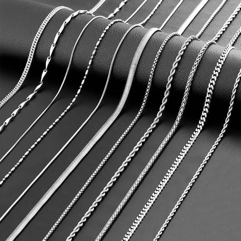 Fashion New Punk Stainless Steel Cuban Necklace for Men Women Silver Color Twist Long Choker Hip Hop Jewelry - Uknowucme