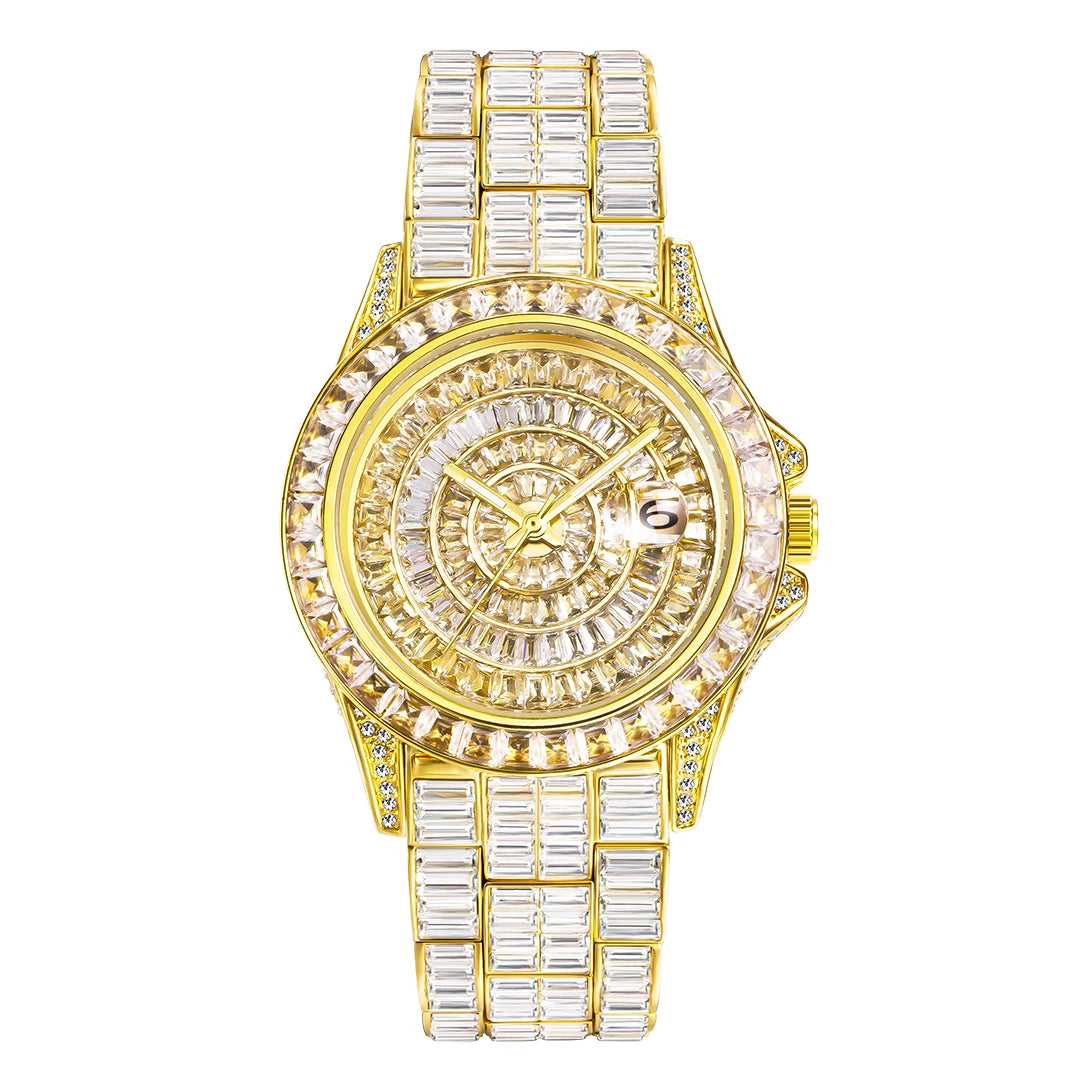 MISSFOX Hip Hop Men Watch Luxury Ice Out Fully Diamond Rose Gold Watches Fashion Stainless Steel Waterproof Male Clock Gift 2022 - Uknowucme