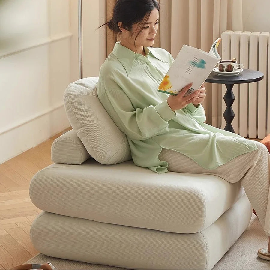 Fabric single sofa, sweet potato sofa bed, small-sized living room folding dual-use tatami, tofu block lazy sofa - Uknowucme