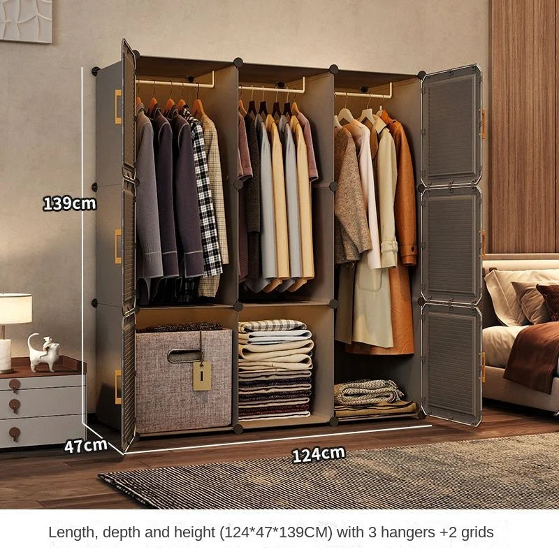 Simplicity Household Wardrobe Bedroom Furniture Clothing Organizer Rack Assemble Storage Cabinets Dustproof Collapsible Locker - Uknowucme