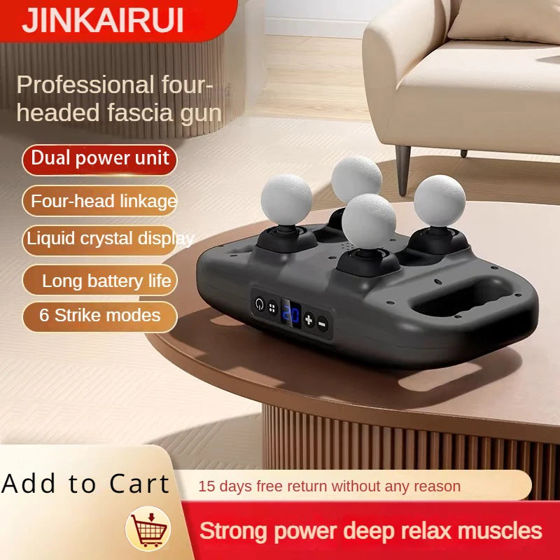Four-head Fascia Gun Muscle Relaxation Massage Professional Grade Wireless Waist Back Masajeador Deep High Frequency Vibration - Uknowucme