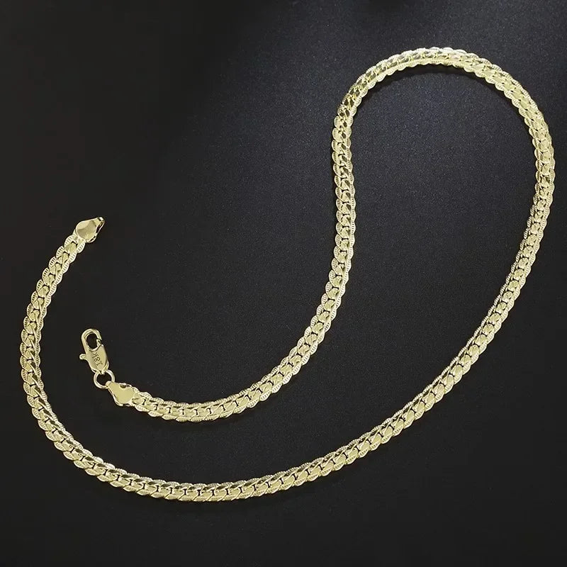 Hot 925 Sterling Silver 5MM 18K Gold Full Sideways Figaro Chain Necklace For Woman Man Fashion Wedding accessories Jewelry Gifts - Uknowucme