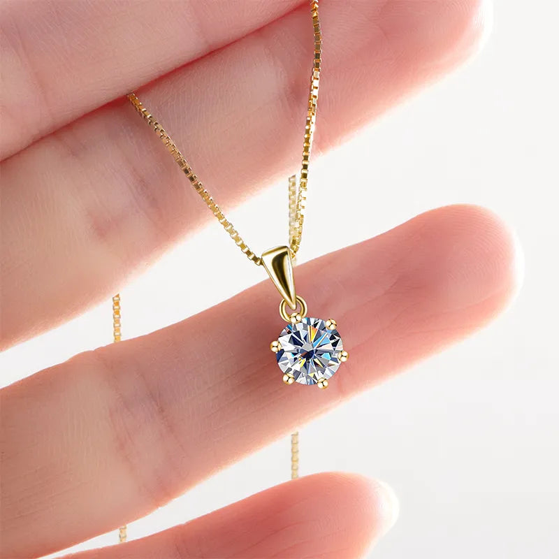 Butterflykiss 1 CT Real Moissanite Pendant Necklace For Women Top Quality 925 Sterling Silver Wedding Party Bridal Fine Jewelry - Uknowucme