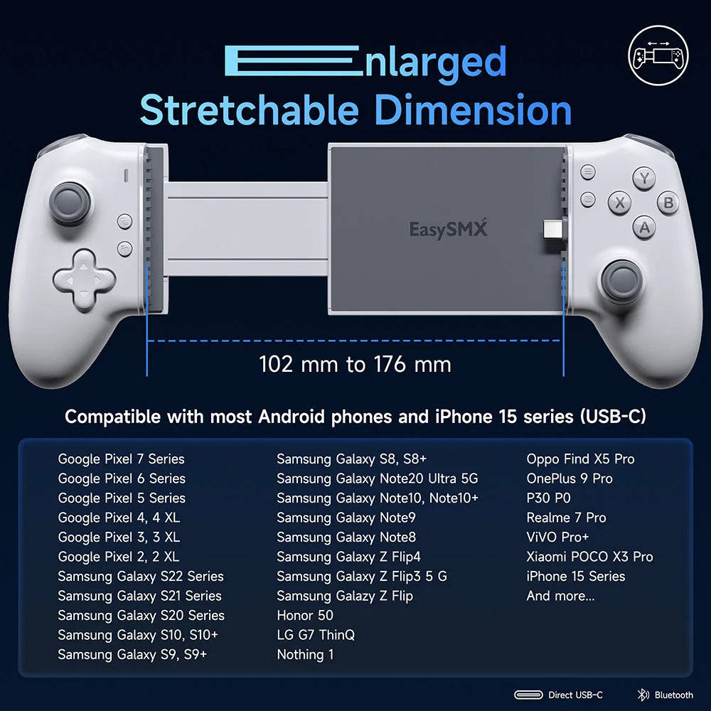 EasySMX M15 Mobile Phone Controller Type C Hall Mechanical Gamepad for iPhone 15 Android Phone Cloud Gaming Xbox Game Pass - Uknowucme