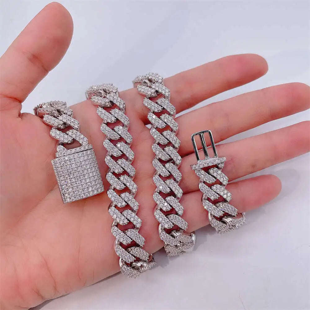 Box Lock Icedout Diamond Custom Cuban Link Chain Luxury Jewelry S925 Necklace Cuban Chain Necklace Moissanite Cuban - Uknowucme