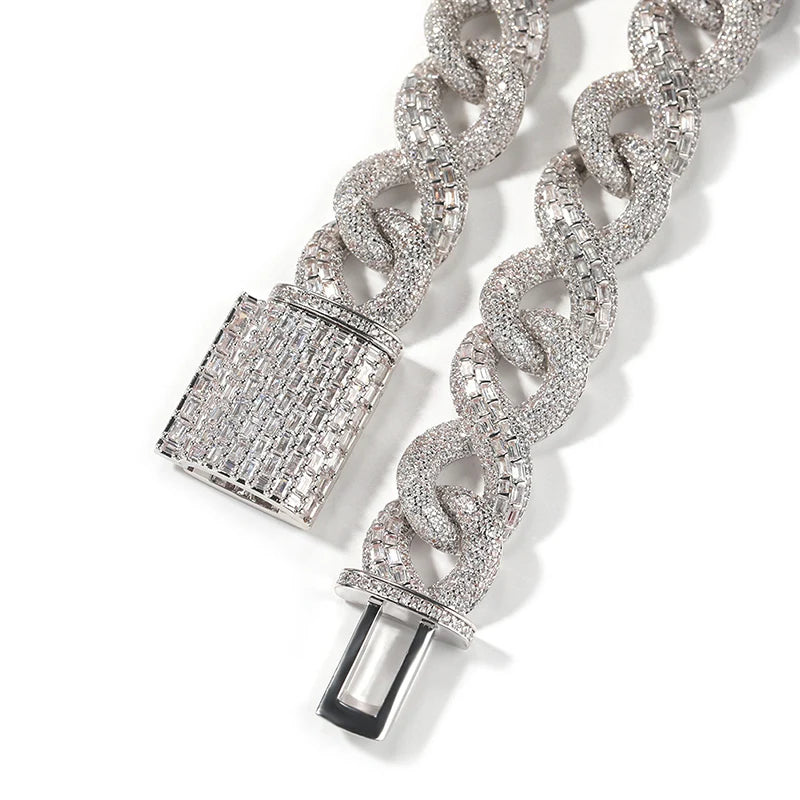Hip Hop 5A+ CZ Stone Bling Iced Out Infinity Round Cuban Link Chain Necklace for Men Rapper Jewelry Gold Silver Color - Uknowucme