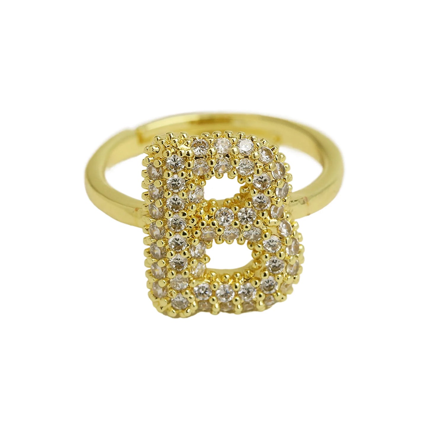 Bubble Cute 26 Letters Ring for Women Balloon Gold Plated Zircon A-Z Letters Open Adjustable Ring Aesthetic Wedding Jewelry Gift - Uknowucme