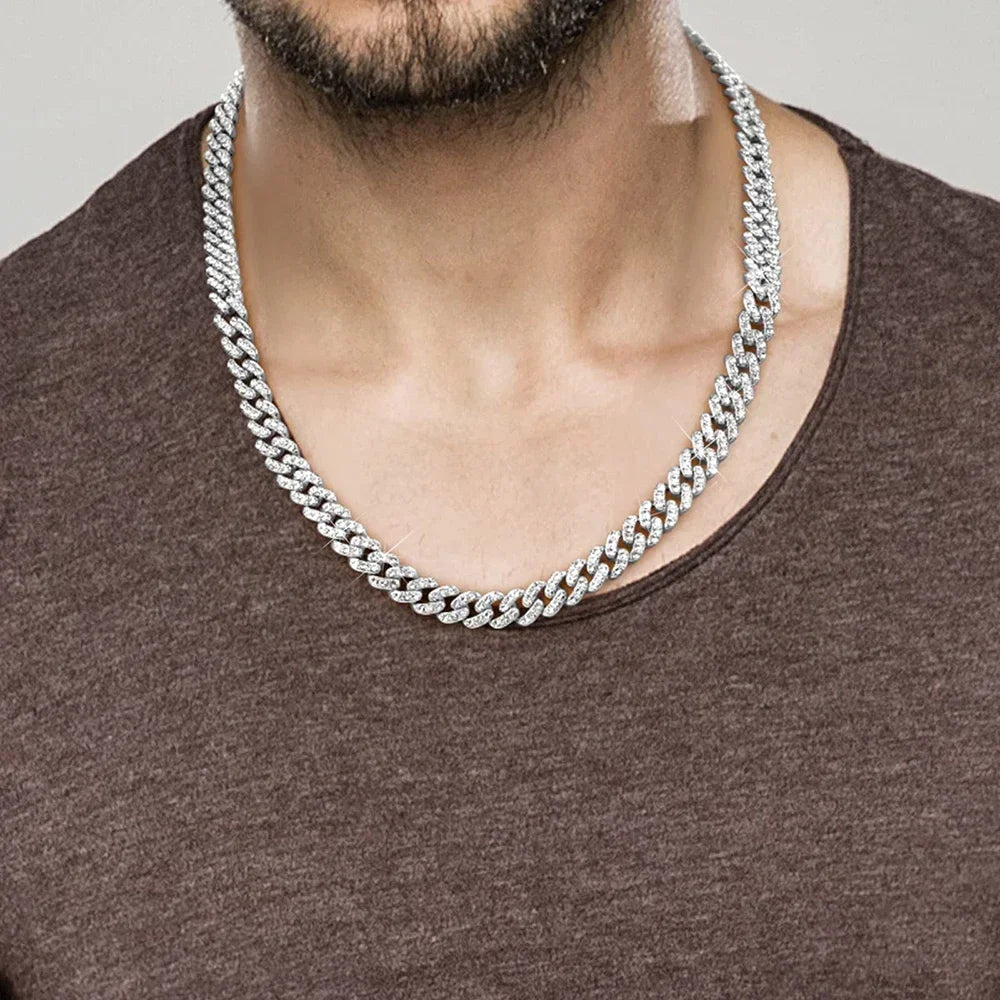 8mm Full Moissanite Cuban Necklaces for Men Women D Color Single Row Lab Diamond S925 Sterling Silver Hip Hop Jewelry Neck Chain - Uknowucme