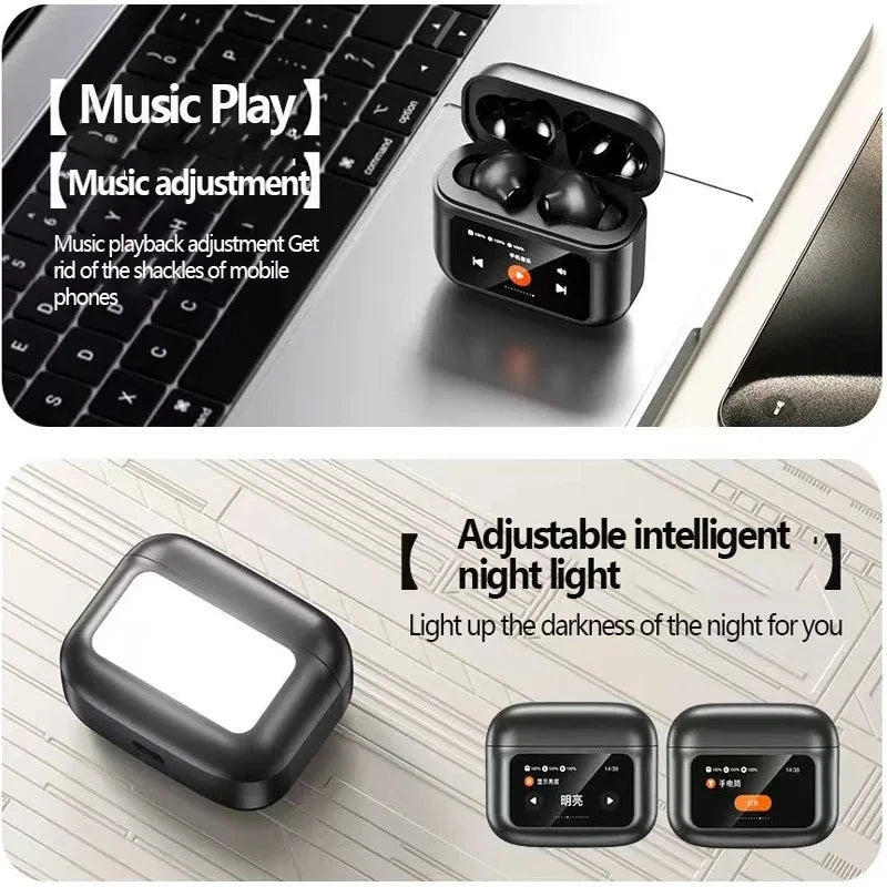 AWEI T56 ANC Wireless Bluetooth V 5.4 Earphones Noise Reduction Headphones Full-Color LED Touchscreen TWS Sport Headest With Mic - Uknowucme