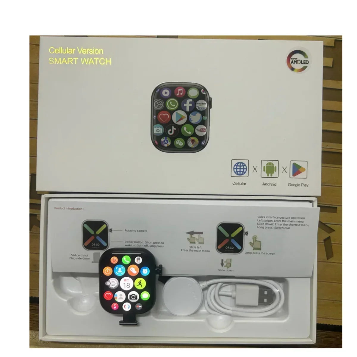 The smartwatch is equipped with an 8-megapixel rotating camera, 5G Android VP29, 256GB storage, Sim card, GPS and WIFI - Uknowucme