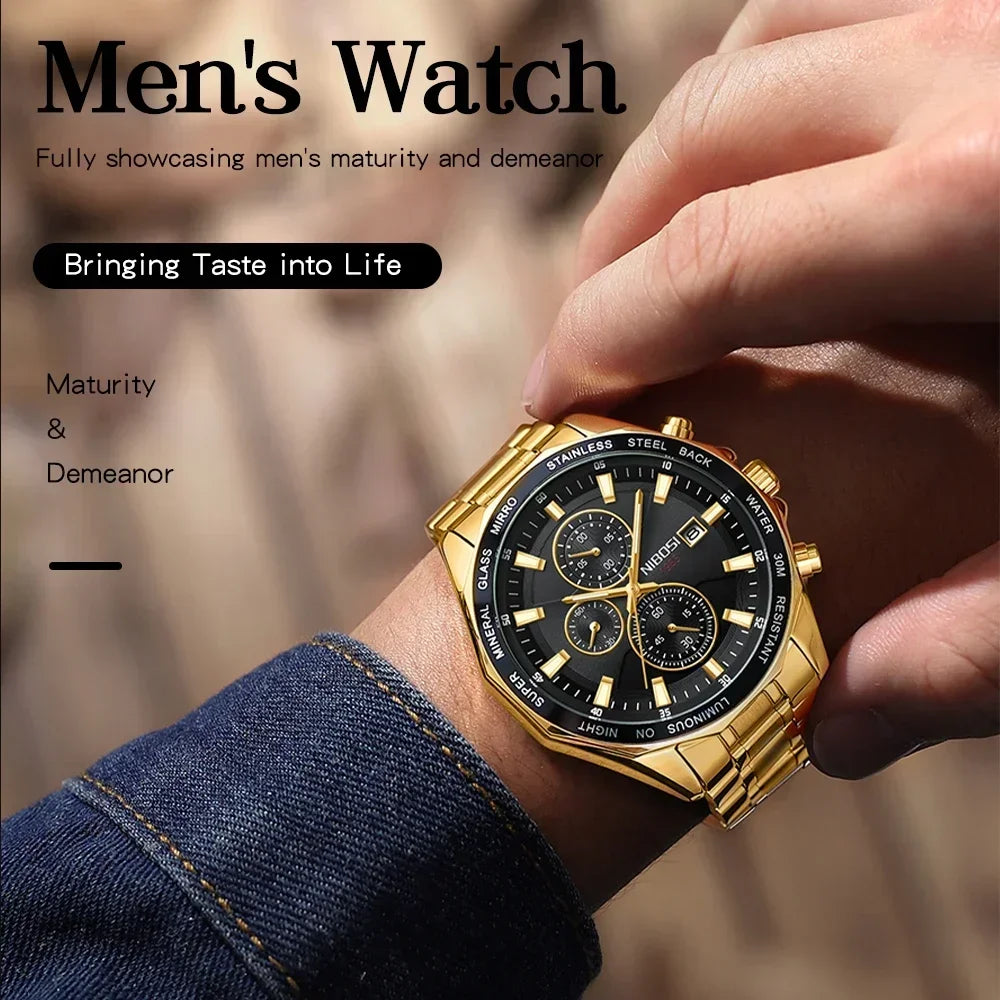 NIBOSI Fashion Big Watch Stainless Steel Top Brand Luxury Sport Chronograph Quartz Watches For Men Wristwatch Relogios Masculino - Uknowucme