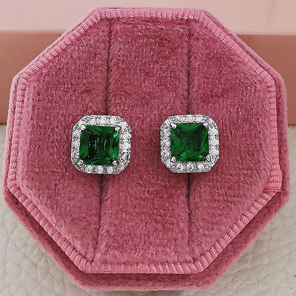 2024 New Luxury Princess Green Color Earring for Women Anniversary Gift Jewelry Wholesale Moonso E6049 - Uknowucme