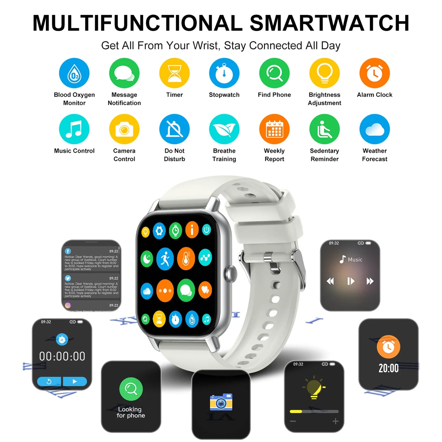 Jxrev Smart Watch, 1.85" Sports Watch for IP68 Waterproof, 110+ Sport Modes, Fitness Activity Tracker, Ultra Thin Watch. - Uknowucme