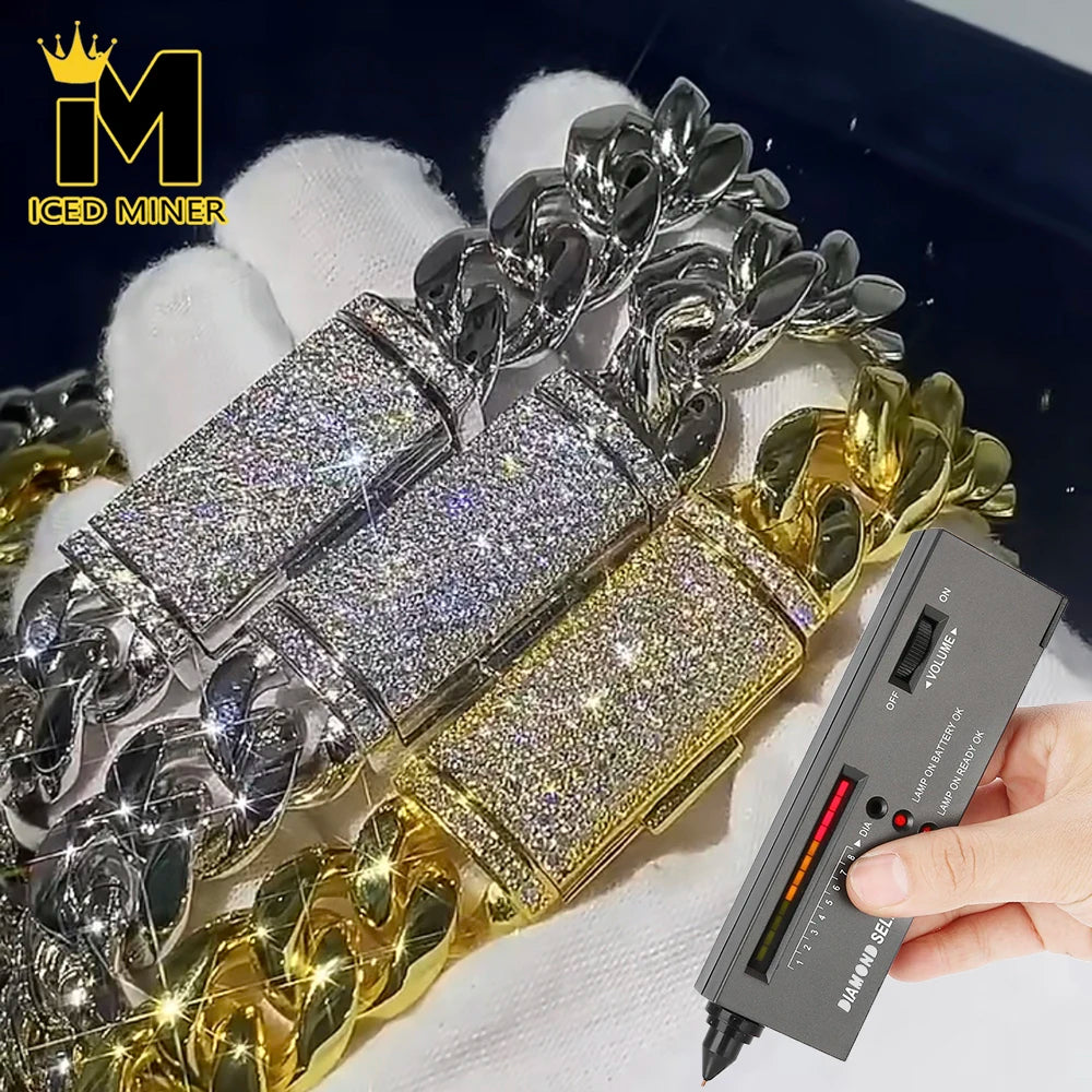 925 Silver Glasp Moissanite Necklaces For Men Stainless Steel Cuban Link Chain Necklace Pass Diamonds Tester Free Shipping - Uknowucme
