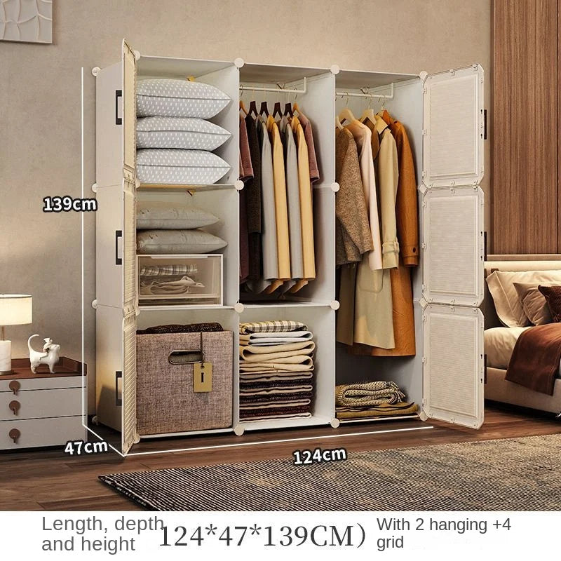 Simplicity Household Wardrobe Bedroom Furniture Clothing Organizer Rack Assemble Storage Cabinets Dustproof Collapsible Locker - Uknowucme