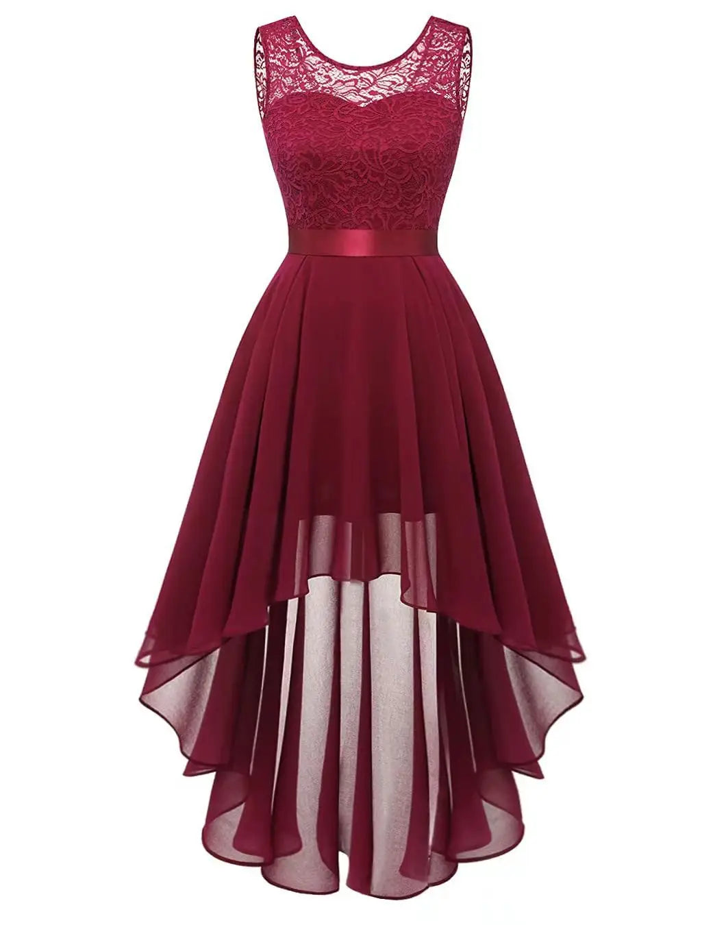Women's Evening Dress Sexy Lace Paneled Chiffon Evening Gowns Ladies Elegant Fashion Solid Sleeveless Backless Midi Party Dress - Uknowucme